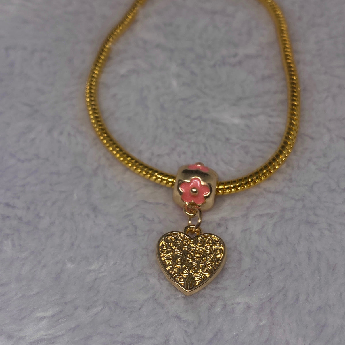 Flower Heart Charm