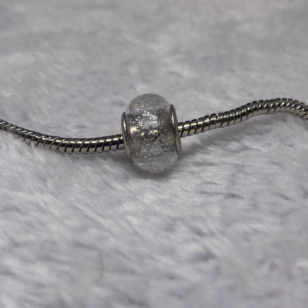 White Glitter Crystal Ball Charm
